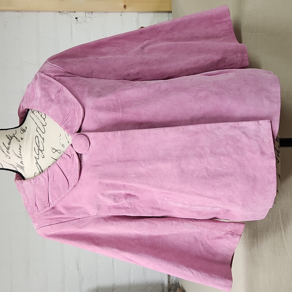 Y2K Pink Leather/ Suade Jacket Size Large